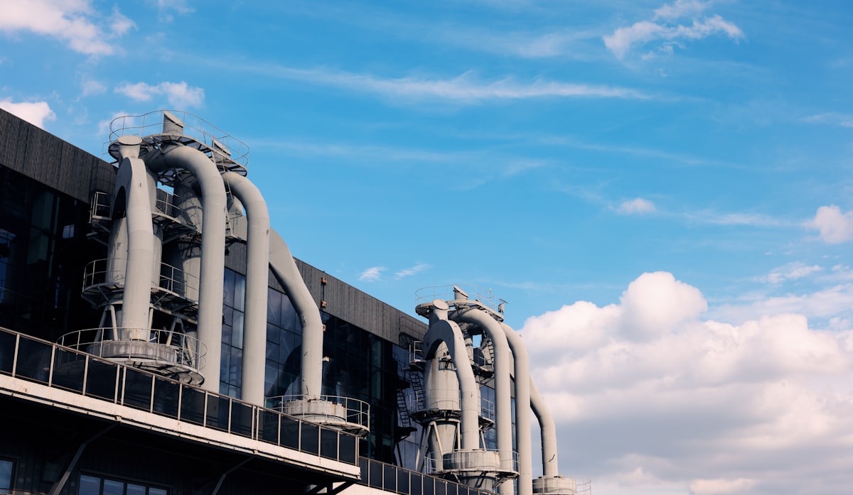 Factory and industrial warehouse with solar panels